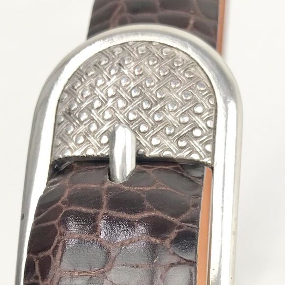 Brighton Brown Leather Weave and Reptile Pattern Belt - Picture 5 of 13